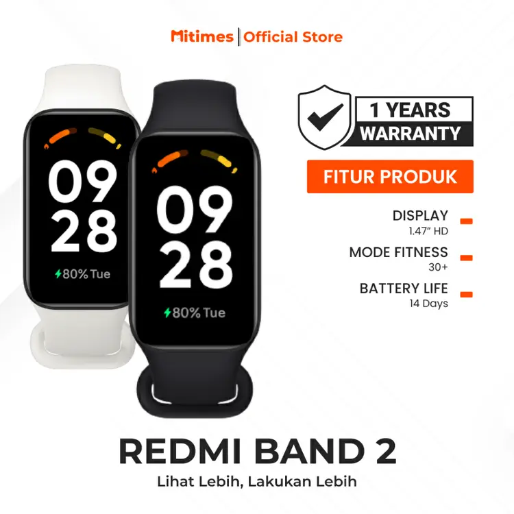 Xiaomi Redmi Smart Band 2 1.47 inch TFT | 30+ Mode Olahraga | Tahan Air 5ATM | Baterai Tahan 14 Hari