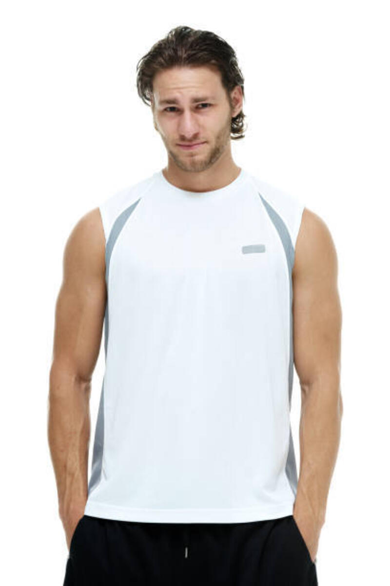 pria tampan mengenakan pakaian olahraga - sleeveless tshirt potret stok, foto, &amp; gambar bebas royalti