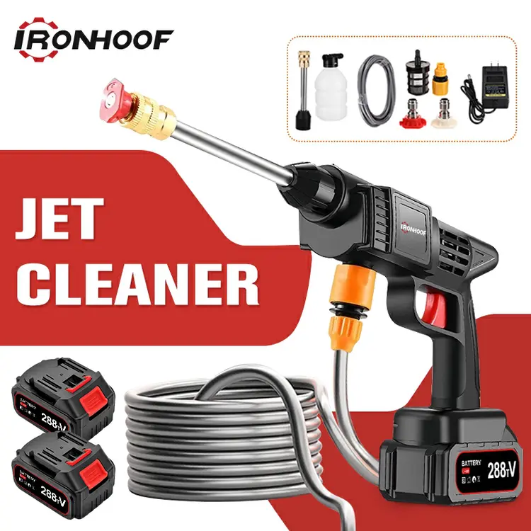 IRONHOOF Jet Cleaner 288V Alat Cuci Mobil Cuci Staem Ac Mobil Screen Sablon Berkualitas Pompa Mesin Steam Power Spayer Alat Portable Nirkabel