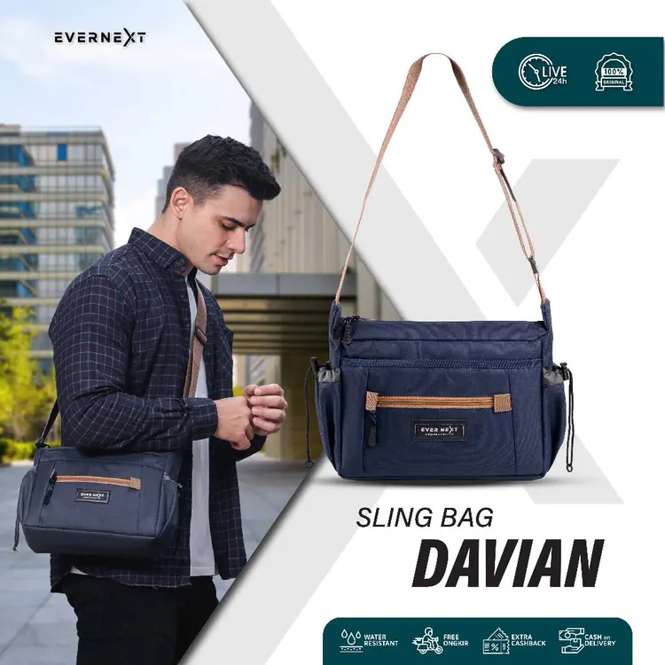 Evernext - Tas Selempang Pria Messenger Bag Pria Tas Bahu Pria Sling Bag Davian Pria