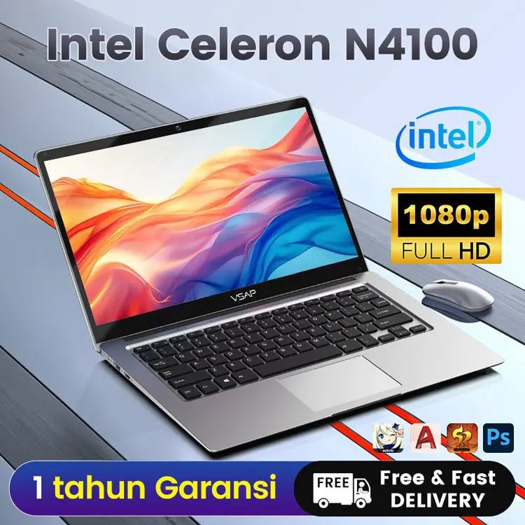 VASP Laptop Intel Celeron N4100 8GB RAM 256GB SSD Windows 11 OHS 14 Inch FHD Laptop 