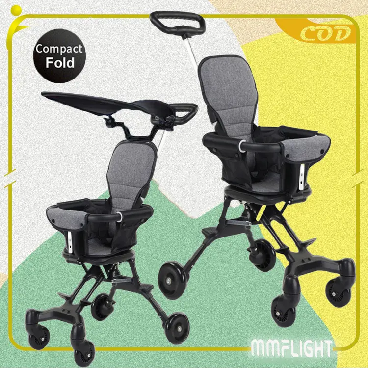 MMFLIGHT Stroller Bayi Multifungsi Ringan Dapat Dilipat, Cocok untuk 6 Bulan - 5 Tahun, 0-40kg - Warna Hitam