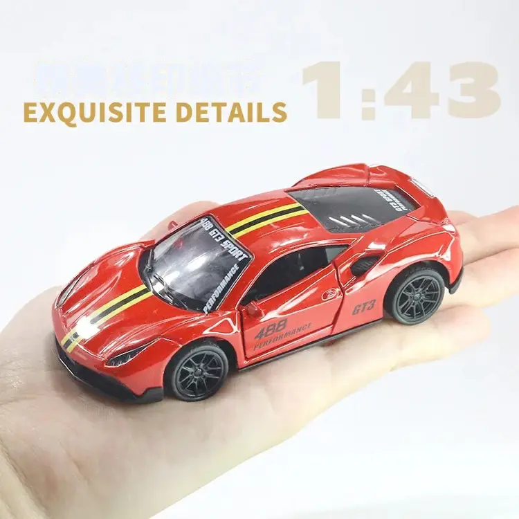 Toy Studio 11 CM Skala 1:43 Miniatur Diecast Alloy Mobil Pull Back Ferrari GTR Bugatti Porsche Toyota Lamborghini Mainan Anak Laki-Laki Mobil Mobilan