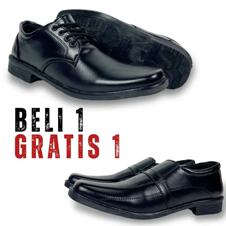 LOZTA Beli 1 Gratis 1 Sepatu Pria Pantofel Selop Slip On Formal Hitam Kerja Terbaru