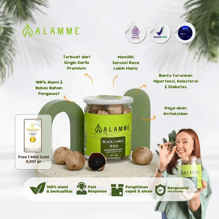 Alamme Black Garlic Bawang Hitam Tunggal Premium Alamme 220 Gram