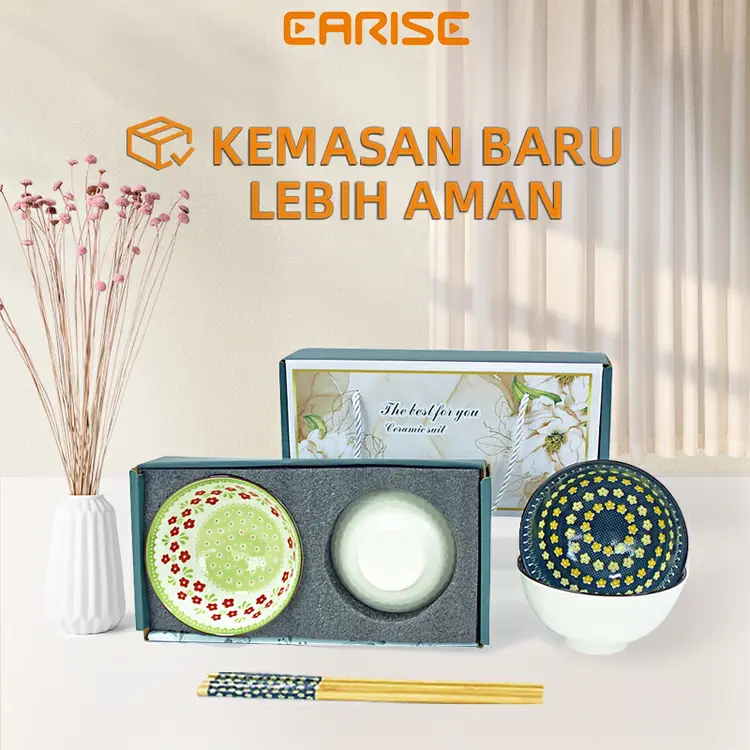 Earise Hadiah Festival Musim Semi Mangkok Set Premium | Japanese Bowl Set | Peralatan Makan Kotak | Hadiah Kado | Kotak Makan Ala Jepang | COD Hampers hampers Hadiah Natal