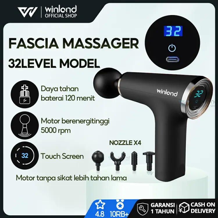 Winland Massage gun Alat pijat Elektrik layar elektronik (32 level mode)  bantal Pijat 6kg intensity