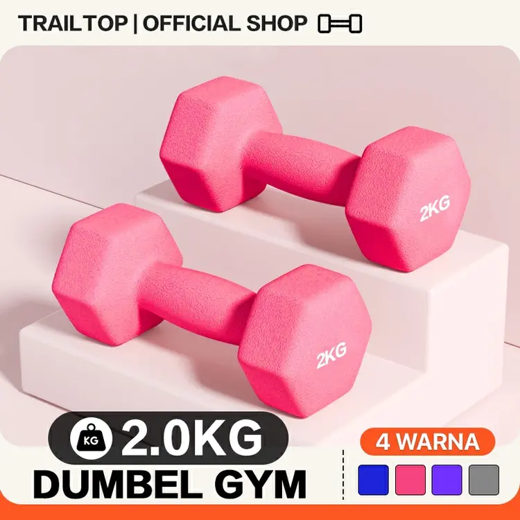Trailtop Dumbell 2kg Sepasang Barbel 2kg Dumbbell Neoprene Anti slip Alat Fitnes Gym Home Workout