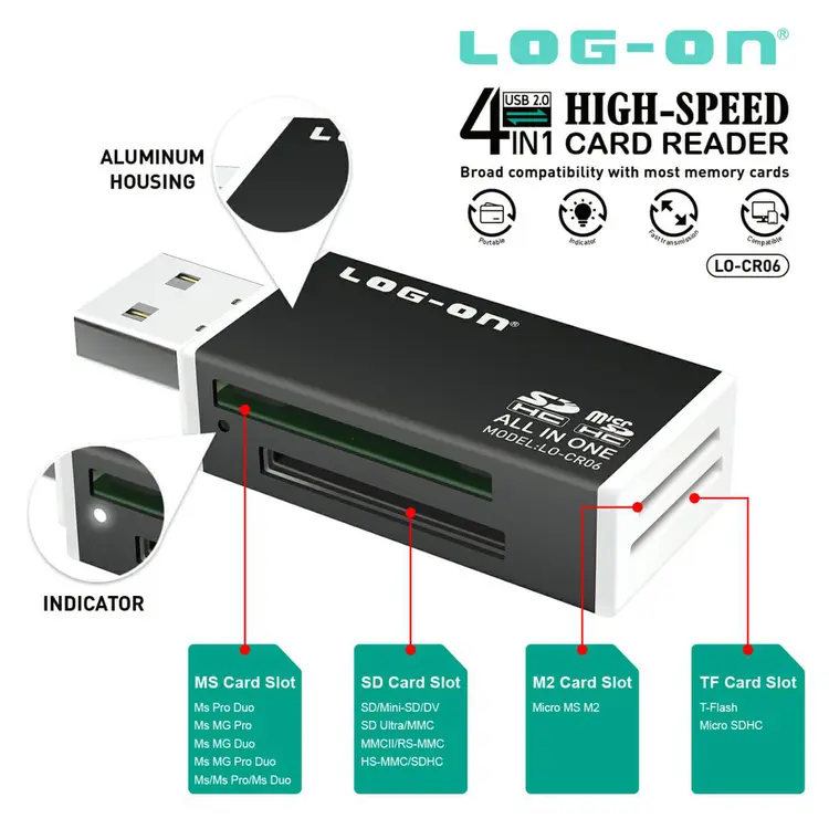 LOG ON CARD READER 4IN1 HIGH SPEED LO-CR06