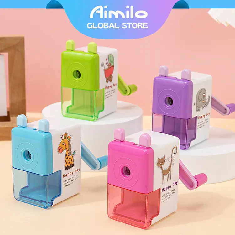 [READY] Aimilo Rautan Serutan Pensil Putar Gaya Kartun Sharpener Rautan Meja 4 Warna