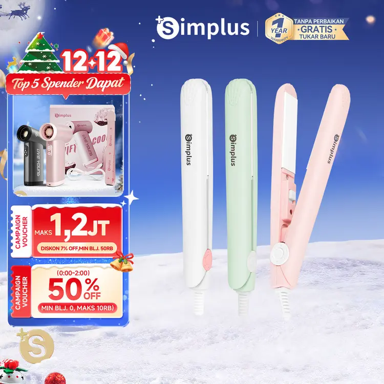 Simplus Catokan Pelurus Rambut Portabel Super Ringan Pemanasan Cepat Pelurus Pengeriting