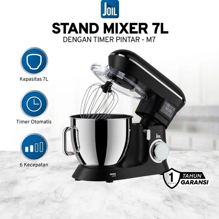 Joil Stand Mixer 7L with Timer Off Mangkuk Stainless M7