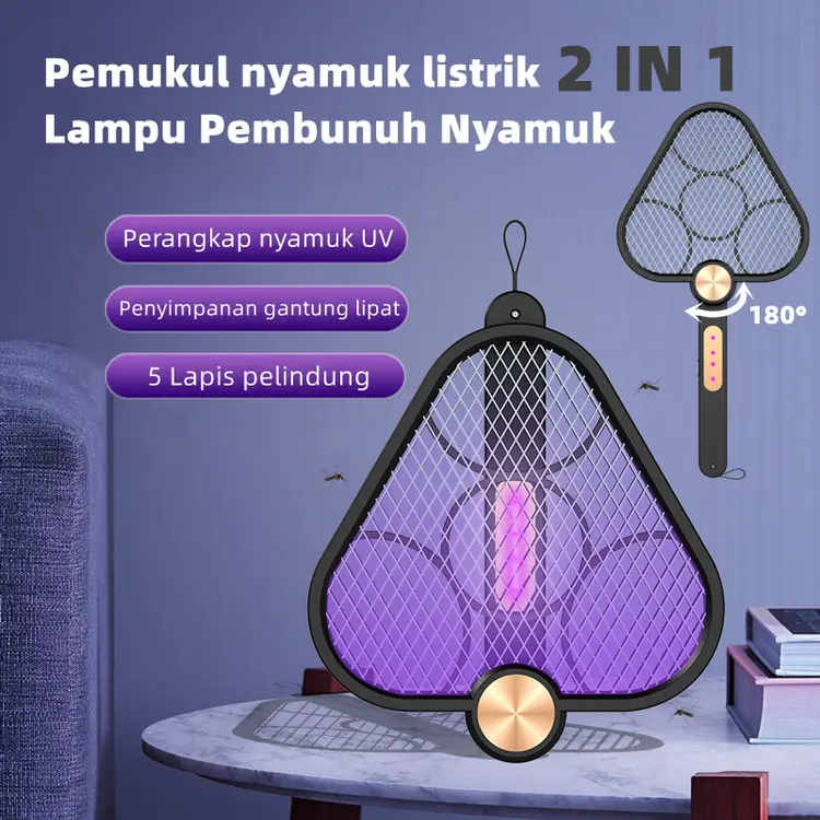 UPUPIN Raket Nyamuk Multifungsi Perangkap Nyamuk 2 in 1Dapat Digantung Tidak Berisik Mosquito Killer Lampu SMART WIRELESS SUPER SWATTER RAKET NYAMUK OTOMATIS 2 IN 1 UV Usb Alat Nyamuk
