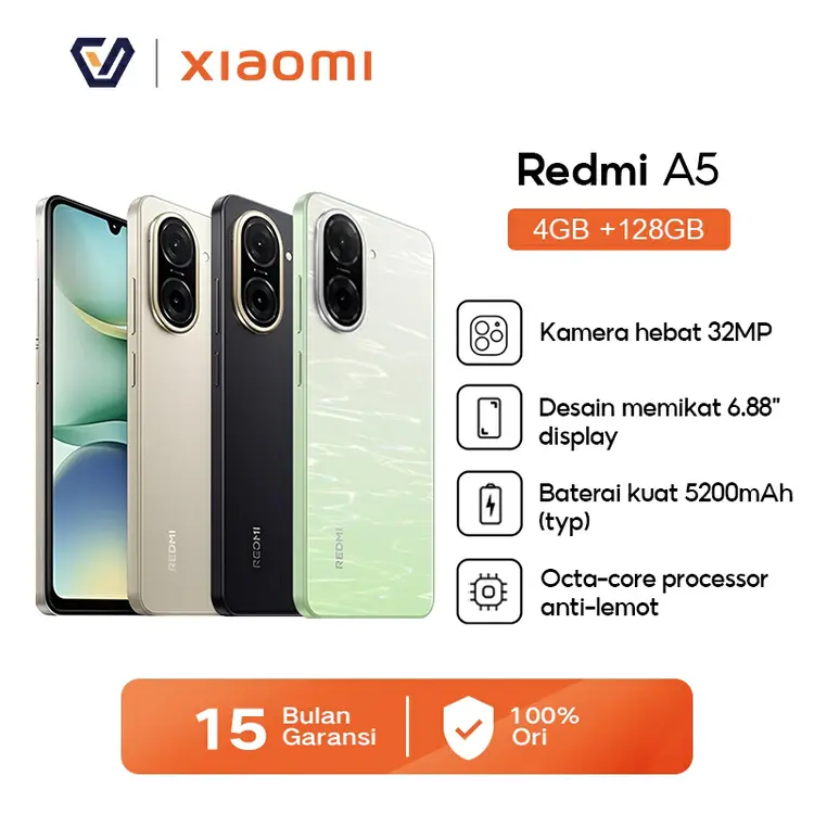 Official Xiaomi Redmi A5 4+128GB - Unisoc T7250 | 5200 mAh | Garansi Resmi