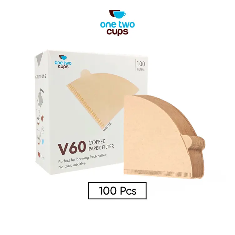 One Two Cups Kertas Filter Saringan Kopi V60 Drip 1 - 2 Serve 100 PCS - V40 - Coklat