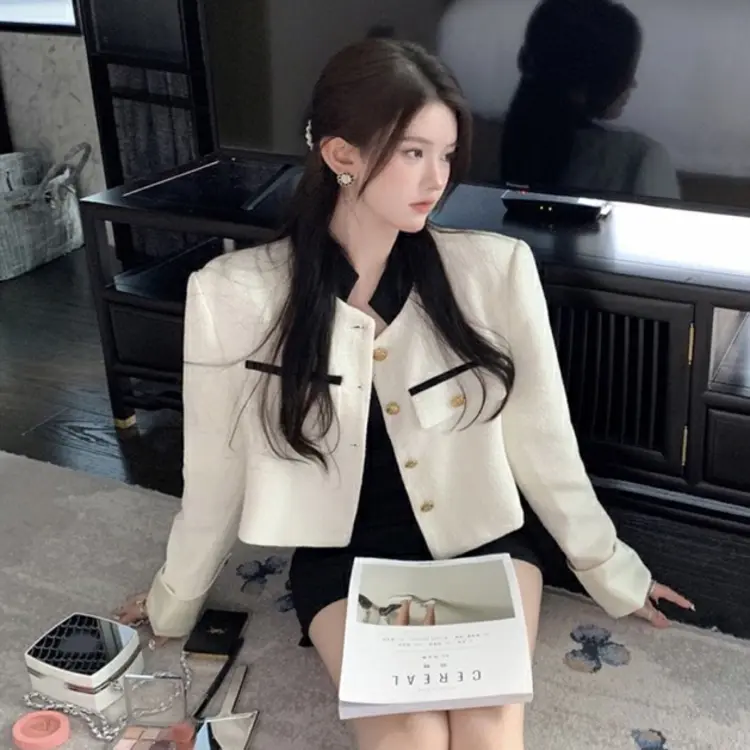 Susana Mall Blazer Tweed Crop Wanita Elegan Korea M599