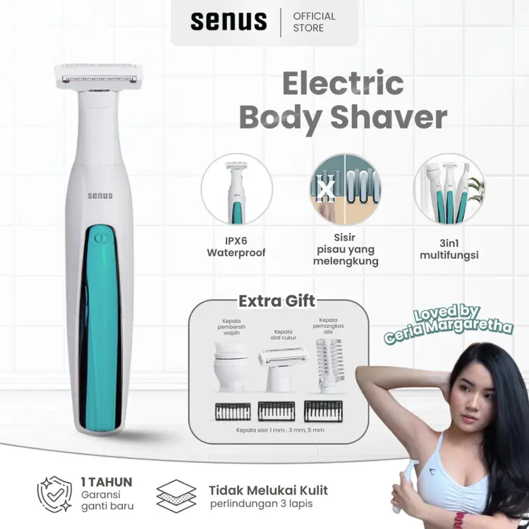 Senus alat cukur elektrik bulu ketiak, bulu / rambut kemaluan, body trimmer groom shaver wanita
