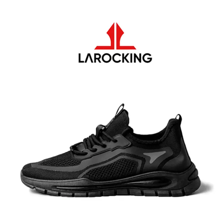 Larocking - Eclipse Hitam Polos | Sepatu Sneakers Running Gym Shoes
