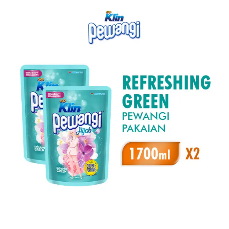 Soklin Pewangi Pakaian Hijab Refreshing Green Pouch 1700 ml x2