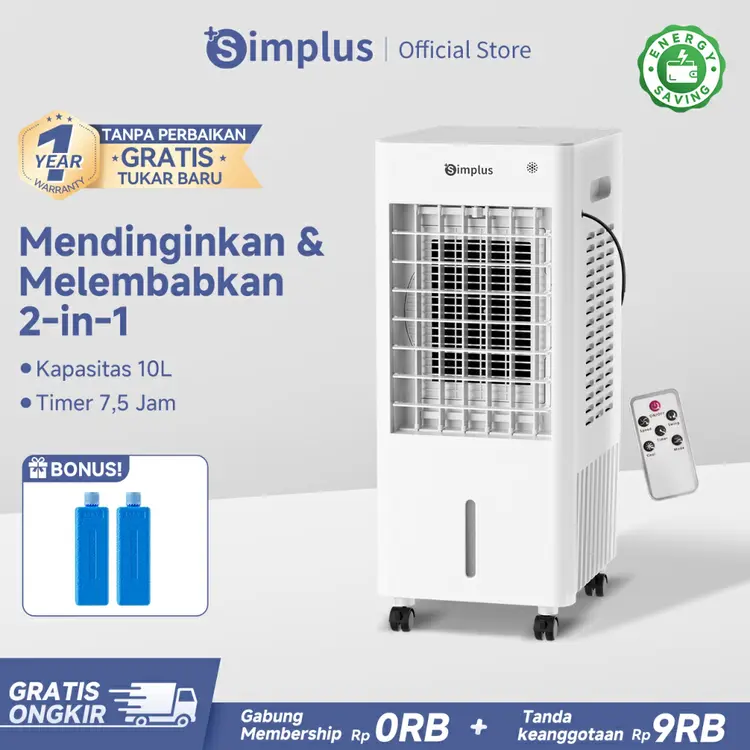 Simplus Air cooler Kipas Angin Pendingin Kipas AC Rumahan Tangki 10L Jangkauan Udara Luas