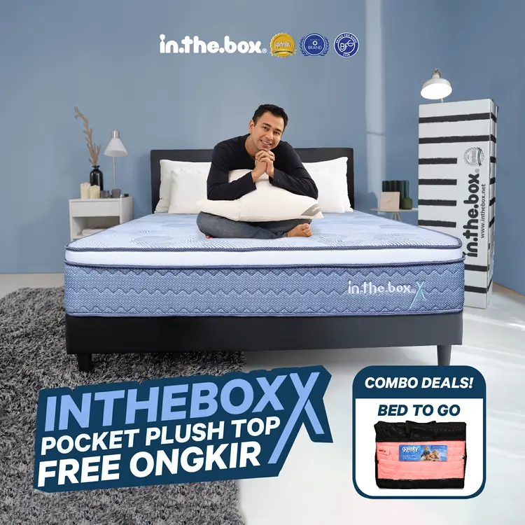 [PROMO] INTHEBOX X (Plush Top) Kasur Spring Bed  GRATIS Kasur Bed To Go + Bantal  Ukuran Kasur 90x200, 100x200, 120x200, 140x200, 160x200, 180x200, & 200x200  kasur berkualitas