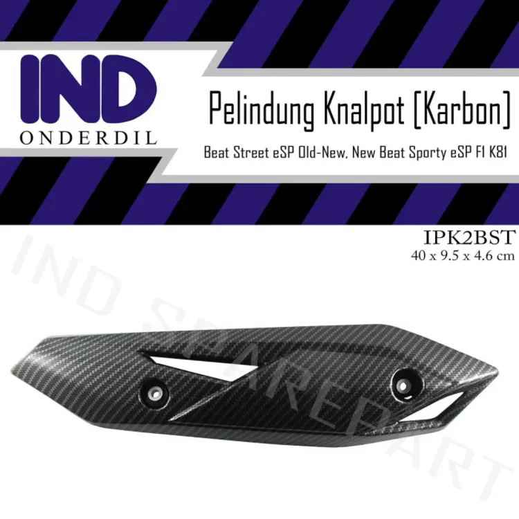 IND Onderdil Cover Tutup-Pelindung Knalpot Carbon-Karbon Beat Sporty FI-F1 eSP New