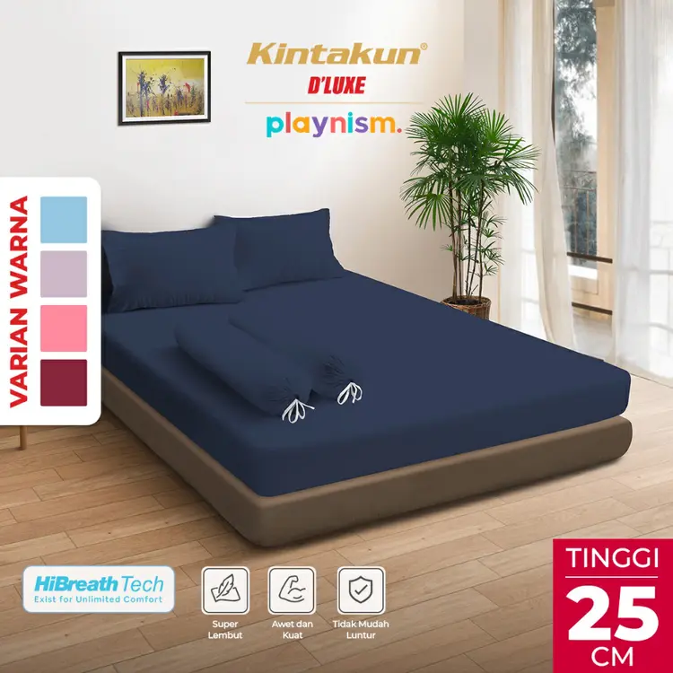 Kintakun Sprei Fitted 180 x 200 DLUXE Aesthetic Polos Microtex Tinggi 25 cm B2 Multivarian