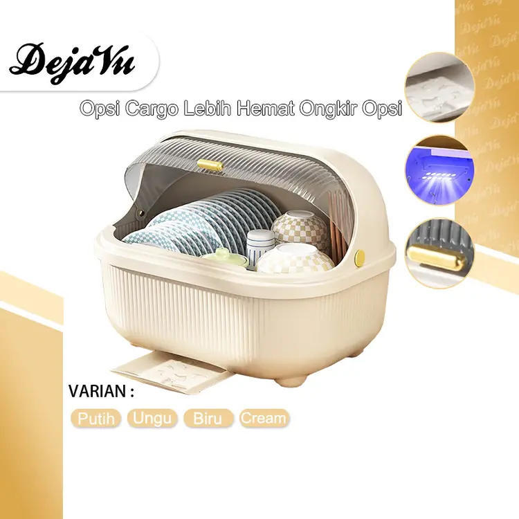 Dejavu Lampu Desinfeksi Rak Piring Plastik Tempat Alat Makan Rak Pengering Botol Susu Bayi HLB403