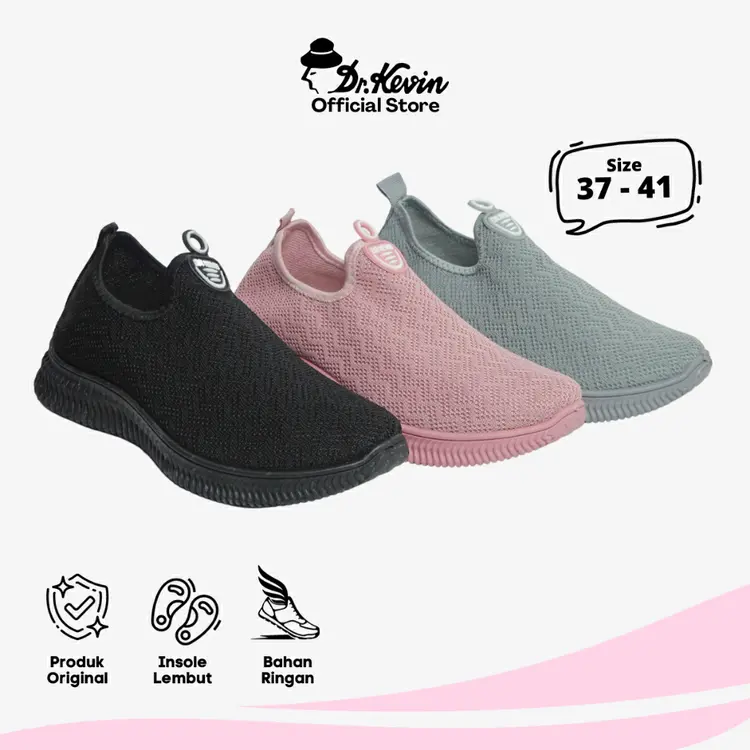 Dr. Kevin Sepatu Olahraga Sport Wanita Sneakers Rajut Slip On 589-041
