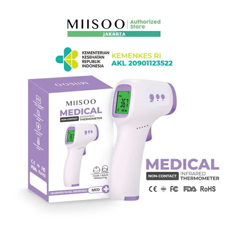 MIISOO Thermometer Digital Infrared Gun / Termometer Suhu Tubuh / Thermometer Dahi/ Alat ukur badan LED