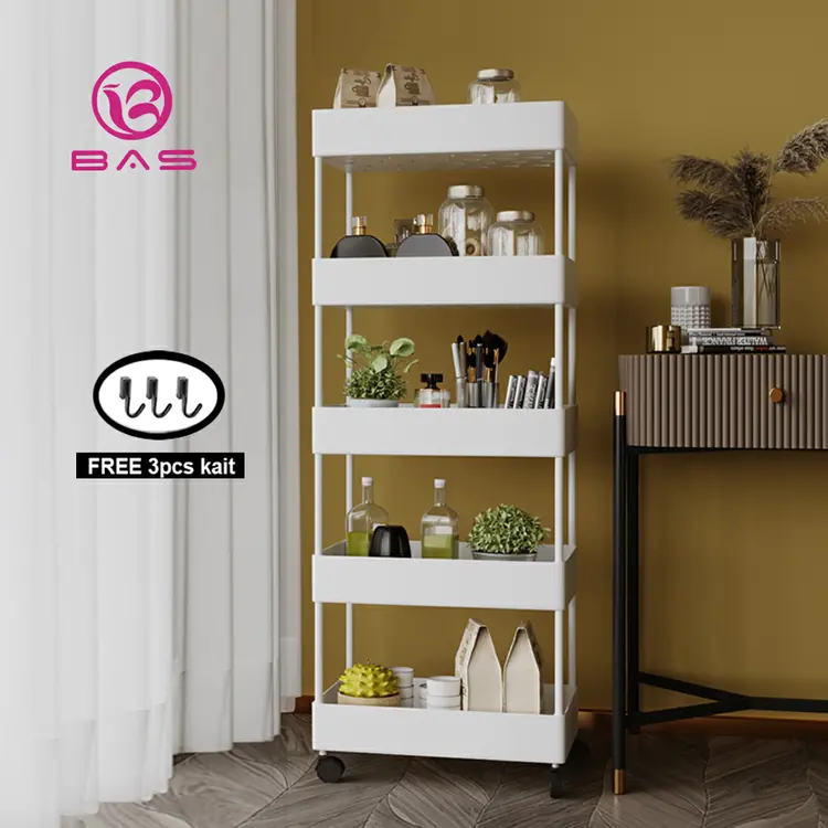 BAS square rak dapur rak serbaguna rak susun rak troli 5 tingkat dengan roda