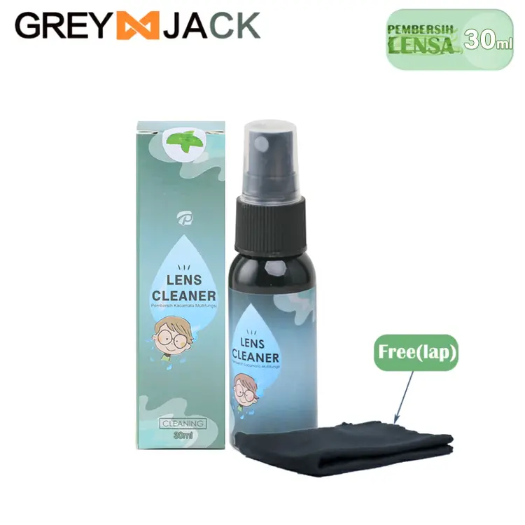 Grey Jack Cairan pembersih spray Lensa kacamata Sunglasses frame layar monitor hp atau kamera Free lap 30 ml