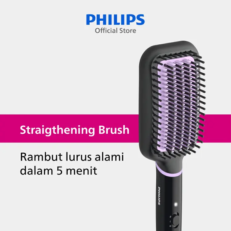 Philips | Heated Brush EssentialCare | Sisir Catok | Rambut Lurus Alami dalam 5 Menit dengan Tourmaline | BHH880/00