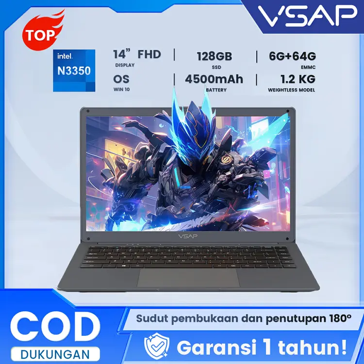VASP Laptop Intel Celeron N3350 6G+64GEMMC+128GB SSD Windows 11 OHS 14 Inch FHD Laptop