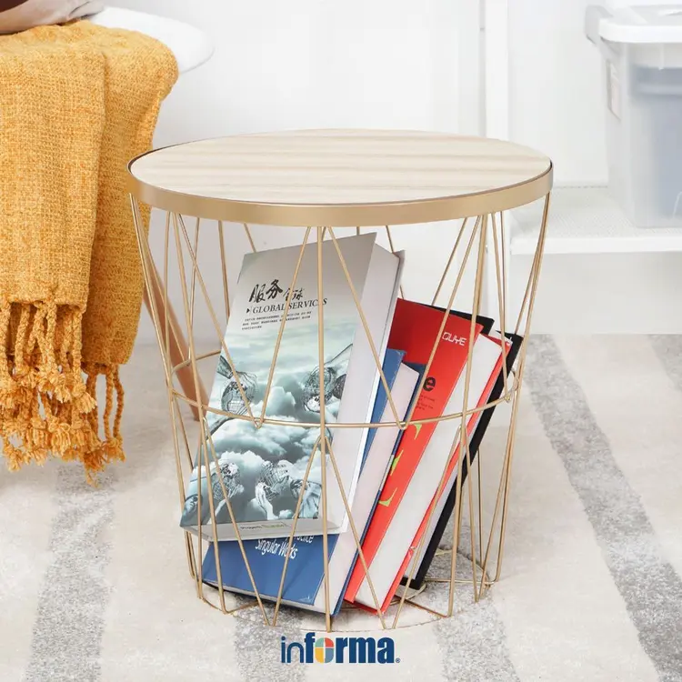Informa Topaz Meja Tamu Dengan Penyimpanan - Gold Coffee Table Meja Ruang Tamu Serbaguna Meja Sofa Furniture Rumah Aesthetic