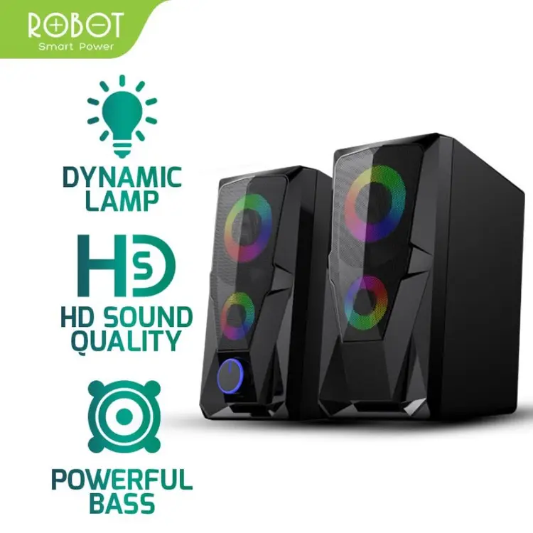 ROBOT RS200 E-Sports Gaming Speaker  3.5mm AUX with 2 Channel Stereo and RGB Flow Lighting Effect - Garansi Resmi 1 Tahun