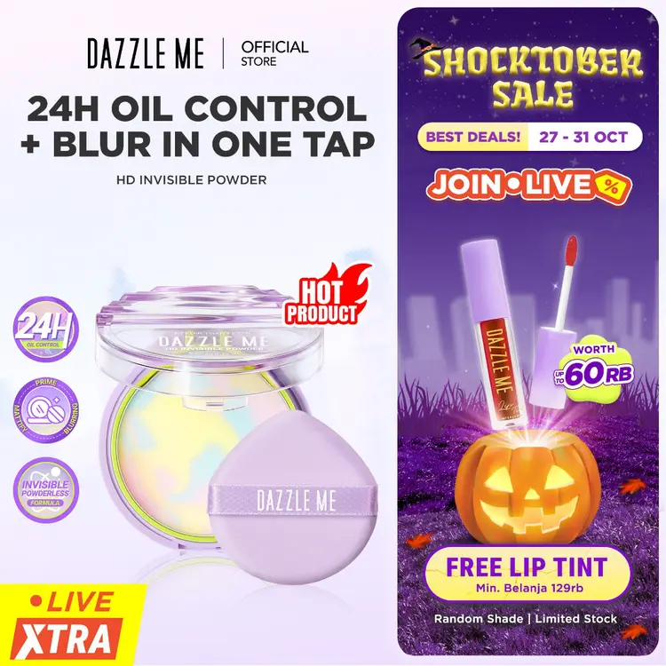 DAZZLE ME Better Than Filter HD Invisible Powder Loose Powder Oil Control Bedak Tabur Tahan Lama Bedak Padat Ringan Menahan Minyak Seharian