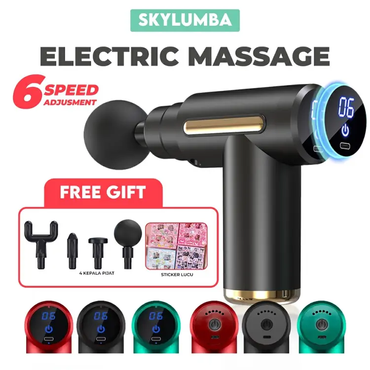 Skylumba LED Massage Gun Alat Pijat PM06S & FG01 Alat Pijat Elektrik Layar Elektronik 25W PM06S
